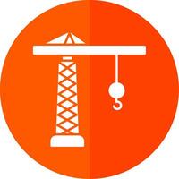 Tower Crane Glyph Red Circle Icon vector