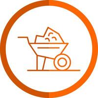 Wheelbarrow Line Orange Circle Icon vector