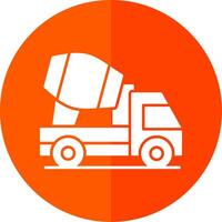 Concrete Mixer Glyph Red Circle Icon vector