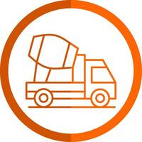 Concrete Mixer Line Orange Circle Icon vector