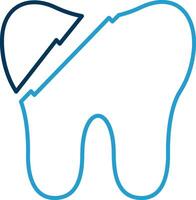 Broken Tooth Line Blue Two Color Icon vector