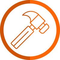 Hammer Line Orange Circle Icon vector