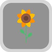 Sunflower Flat Round Corner Icon vector