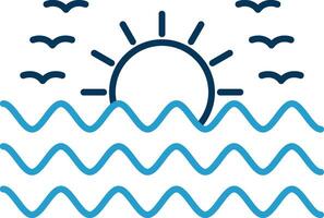 Sunset Line Blue Two Color Icon vector