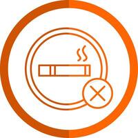 No Smoking Line Orange Circle Icon vector