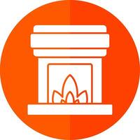 Fireplace Glyph Red Circle Icon vector