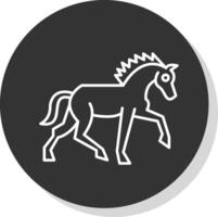 caballo línea gris circulo icono vector