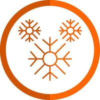 copo de nieve línea naranja circulo icono vector