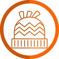 Winter Hat Line Orange Circle Icon vector