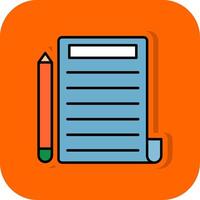 Write Filled Orange background Icon vector