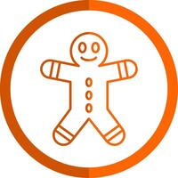 Gingerbread Man Line Orange Circle Icon vector