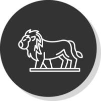 Lion Line Grey Circle Icon vector