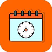 hora y fecha lleno naranja antecedentes icono vector