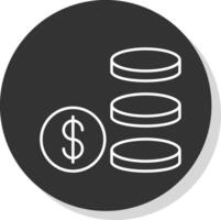 Coin Stack Line Grey Circle Icon vector