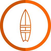 tabla de surf línea naranja circulo icono vector