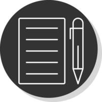 Pen And Paper Line Grey Circle Icon vector