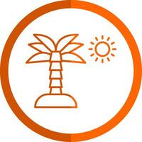 Palm Tree Line Orange Circle Icon vector