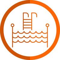 Swimming Pool Line Orange Circle Icon vector