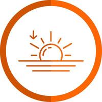 Sunset Line Orange Circle Icon vector