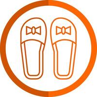 zapatillas línea naranja circulo icono vector