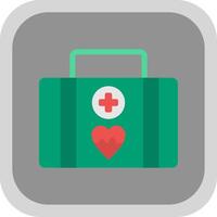 First Aid Kit Flat Round Corner Icon vector