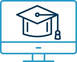 Mortarboard Line Blue Two Color Icon vector