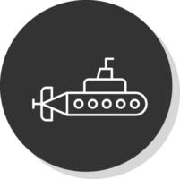 submarino línea gris circulo icono vector