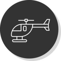 helicóptero línea gris circulo icono vector