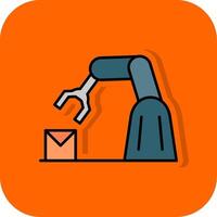 Robotic Arm Filled Orange background Icon vector