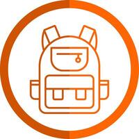 Backpack Line Orange Circle Icon vector