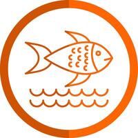 pescado línea naranja circulo icono vector