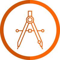 Drawing Compass Line Orange Circle Icon vector
