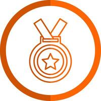 medalla línea naranja circulo icono vector