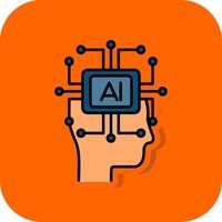 Artificial Intelligence Filled Orange background Icon vector