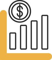 Line Chart Skined Filled Icon vector