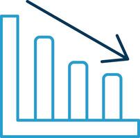 línea gráfico línea azul dos color icono vector