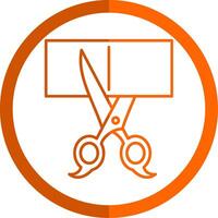 Scissors Line Orange Circle Icon vector