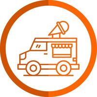 Icecream Van Line Orange Circle Icon vector