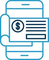 Bank Check Line Blue Two Color Icon vector