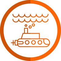 submarino línea naranja circulo icono vector