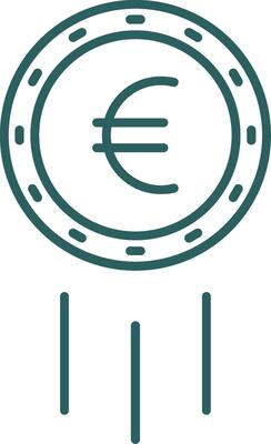 Euro Sign Line Gradient Round Corner Icon