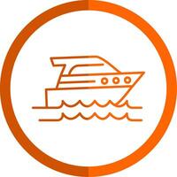 velocidad barco línea naranja circulo icono vector