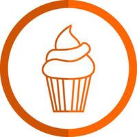 Cupcake Line Orange Circle Icon vector