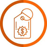 precio etiqueta línea naranja circulo icono vector