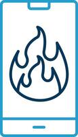 Flame Line Blue Two Color Icon vector