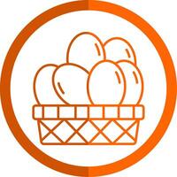 huevos cesta línea naranja circulo icono vector