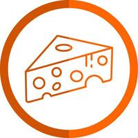 Cheese Line Orange Circle Icon vector