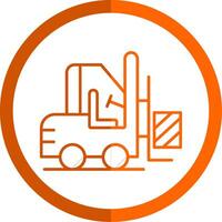 Forklift Line Orange Circle Icon vector