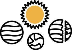 Solar System Skined Filled Icon vector
