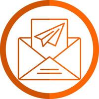 Paper Plane Line Orange Circle Icon vector